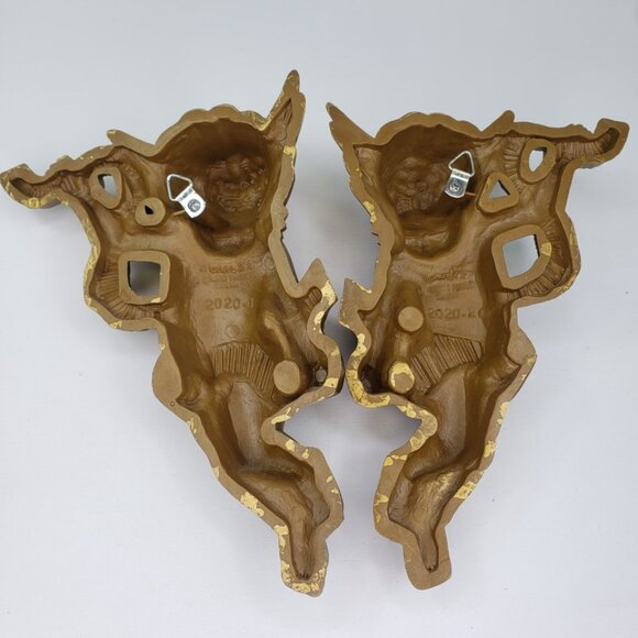 Vintage Retro Gold Angels Cherub Wall Plaque Burwood Product Co 2020-1 & 2020-2 - Picture 6 of 10